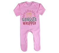 Gangster Wrapper Style Three Baby Romper Jumpsuit with feet, 3-6 Months, Pastel Pink