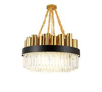 GANGUIO Fashion Chandelier E14 Luxurious Crystal Chandelier,Golden During Light Adjustable Height Ceiling Light,Living Room Kitchen Island Bedroom Foyer Hallway-Black and Gold 100 * 40cm Decoration