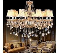 GANGUIO Fashion Chandelier Modern LED Amber Crystal Chandelier Lights Compatible with Living Room Light Ceiling Fixture Indoor Pendant Lamp with Lampshade Adjustable Chandeliers