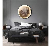 GANGUIO Moon Wall Sconce Black, Modern LED Dimmable Wall Light with Remote Control, Wall Lamp Indoor Wall Mounted Lighting Ceiling Light Fixture for Living Room Bedroom Hallway Foyer (50CM)