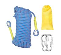 Gangying Climbing Rope 14mm Outdoor Rope 20m Static Climbing Rope Fire Rescue Parachute Rope Braid Nylon with 2 Steel Hooks for Hiking Outdoor Mountaineering Sports Camping Blue