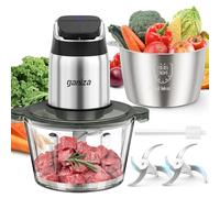 Ganiza - Food processor, meat grinder with glass and stainless steel bowls 8 cups, 450 W 2-speed copper motor and overheat protection light, incl