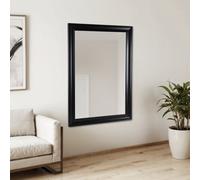 Ganji Black Curved Rectangular Wall-Mounted Framed Mirror, (H)103Cm (W)73Cm
