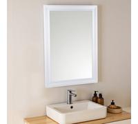 Ganji White Curved Rectangular Wall-Mounted Framed Mirror, (H)103Cm (W)73Cm