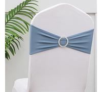 Gankar 50pcs Dusty Blue Chair Sashes for Wedding Ceremony, Elastic Chair Bands Bows for Party Banquet Theme Hotel Restaurant Event Decorations, 50 Pieces, Dusty Blue