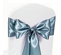 Gankar Satin Dusty Blue Chair Sashes Bows 50 Pack 7x108 Inches Chair Ribbons for Wedding Party Restaurant Banquet Baby Shower Celebration Events Decoration Chair Ties - Dusty Blue, 50