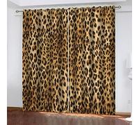 GANKAS 2 Panels Modern Curtains Eyelet 43X55 Inch, 3D Fashion Leopard Print Print Blackout Curtains For Living Room Bedroom, Kids Thermal Insulated Drapes Ring Top Nursery Decoration
