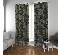 GaNkas Boho Curtains William Morris Blackout Curtains for Living Room Farmhouse Green Plant Leaves Patterned Grommet Top Curtains 2 Panels L90xW46