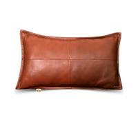 Ganloz 100% Lambskin Leather Pillow Cover - Sofa Cushion Case - Decorative Throw Covers for Living Room & Bedroom, 10x18 Inch - Mango Box Tan Antique Pack of 1