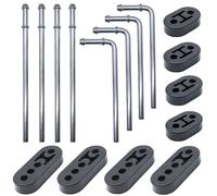 Ganluuree 16pcs Rubber Exhaust Rod Set, Heavy Duty 10mm, 90° Shank 7.25" Long + 10" Length Straight Hanger for Silencer Mild Steel