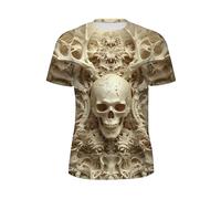 GANMP Unisex 3D Graphic Print T-Shirts for Men Women Casual Short Sleeve Tees Shirt Top, Skull, XL