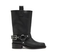 Ganni 40 Faux Leather Mid-calf Biker Boots - Black - 40 (IT40/ UK7)