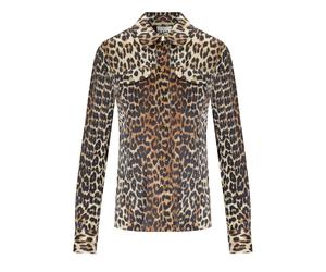 GANNI ANIMALIER SATIN SHIRT 34