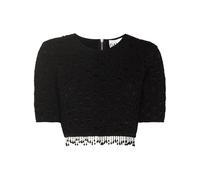 GANNI beaded tassels crochet crop top - Black 34-38
