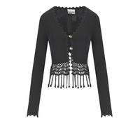 GANNI BLACK CROCHET CROPPED CARDIGAN M