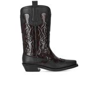 GANNI BLACK REPTILE EFFECT TEXAN BOOT 37