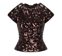 GANNI BROWN TOP WITH BOWS XS