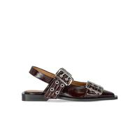 GANNI BURGUNDY SLINGBACK BALLET FLAT SHOE WITH BUCKLES 38