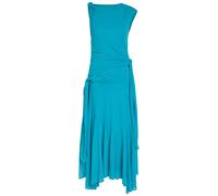 Ganni Draped Asymmetric Mesh Midi Dress - Light Blue - 36 (UK8 / S)