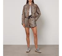 Ganni Duchesse Leopard-Print Nylon Shorts - UK 8