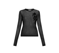 GANNI floral-appliqué crochet-knit sweater - Black XXS-XS-S-M-L