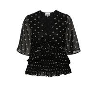 GANNI graphic-print V-neck pleated blouse - Black 38
