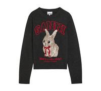 Ganni Logo-intarsia Wool-blend Jumper - Black - M (UK12 / M)