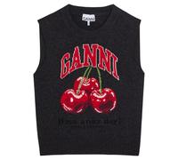 Ganni Logo-intarsia Wool-blend Vest - Black - XS (UK6 / XS)