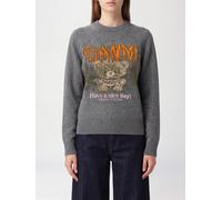 GANNI Merino Wool Blend Crewneck Jumper with All-Over Jacquard Logo - Size: S - female