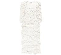 GANNI monogram-print pleated midi dress - Neutrals 34-40