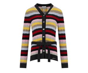 GANNI MULTICOLOR STRIPED CARDIGAN WITH BELT M