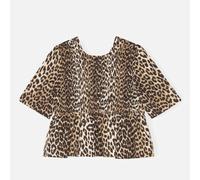 Ganni Printed Cotton Open-Back Smock Blouse - EU 38/UK 10