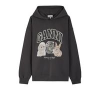 Ganni Printed Hooded Cotton Sweatshirt - Black - Xxs/xs (UK4-UK6)