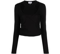 GANNI ribbed jersey wrap blouse - Black 34-36-38-40