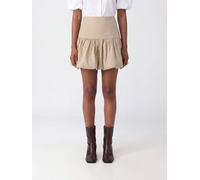 GANNI Striped Linen-Cotton Blend Balloon Mini Skirt - Size: 38 - female
