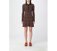 GANNI Striped Wool Long-Sleeve Mini Polo Dress - Size: M - female