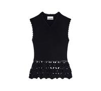 GANNI V-neck crochet top - Black XS-S-M-L