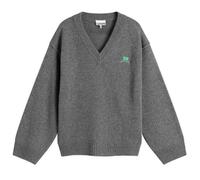 GANNI Women's Core Future Wool Mix V-Neck Jumper Charcoal Grey