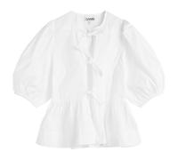 GANNI Women's Cotton Poplin Peplum Blouse Bright White