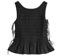 GANNI Women's Cotton Poplin Smock Tie String Top Black