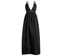 GANNI Women's Duchesse Nylon Strap Midi Dress Black