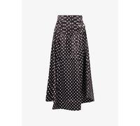 Ganni Womens Ganni A-Line Polka-Dot Satin Midi Skirt Black 6