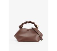 Ganni Womens Ganni Bou Small Leather Blend Top-Handle Bag Chocolate Fondant
