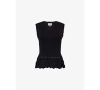 Ganni Womens Ganni Crochet-Trim Cotton-Rib Vest Black S