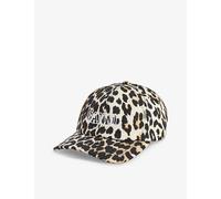 Ganni Womens Ganni Logo-Embroidered Animal-Print Cotton Cap Leopard