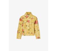 Ganni Womens Ganni Printed Oversized Denim Jacket Vibrant Yellow 10