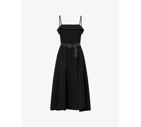 Ganni Womens Ganni Twill Suiting Woven Midi Dress Black 6