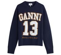 GANNI Women's Graphic Wool Baseball Jumper Sky Captain