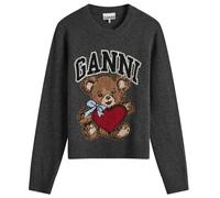 GANNI Women's Graphic Wool Mix Bear Jumper Gray Quill