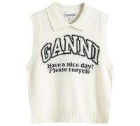 GANNI Women's Graphic Wool Mix Collar Vest Egret
